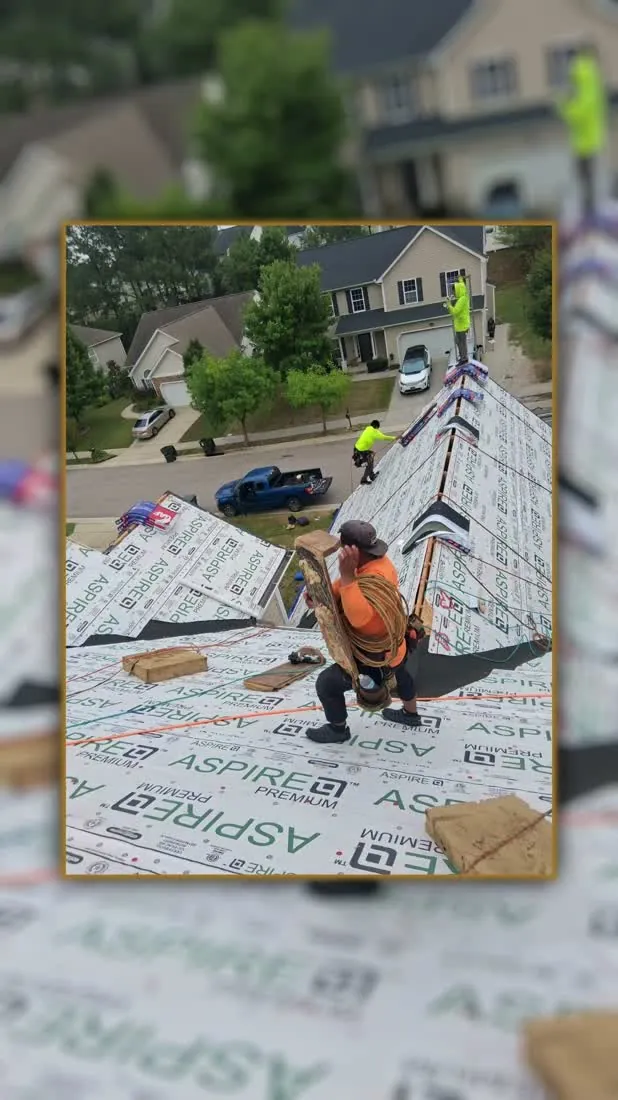 Synthetic underlayment going down over fresh decking