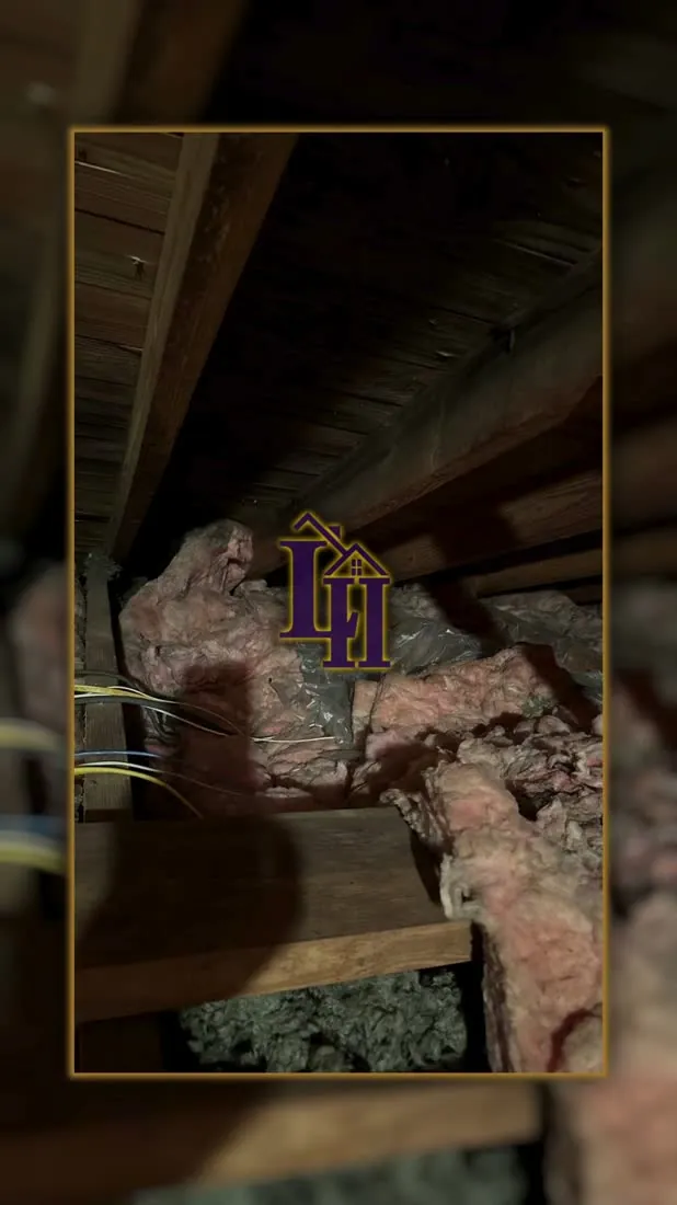 Attic insulation soaked and displaced under the leak