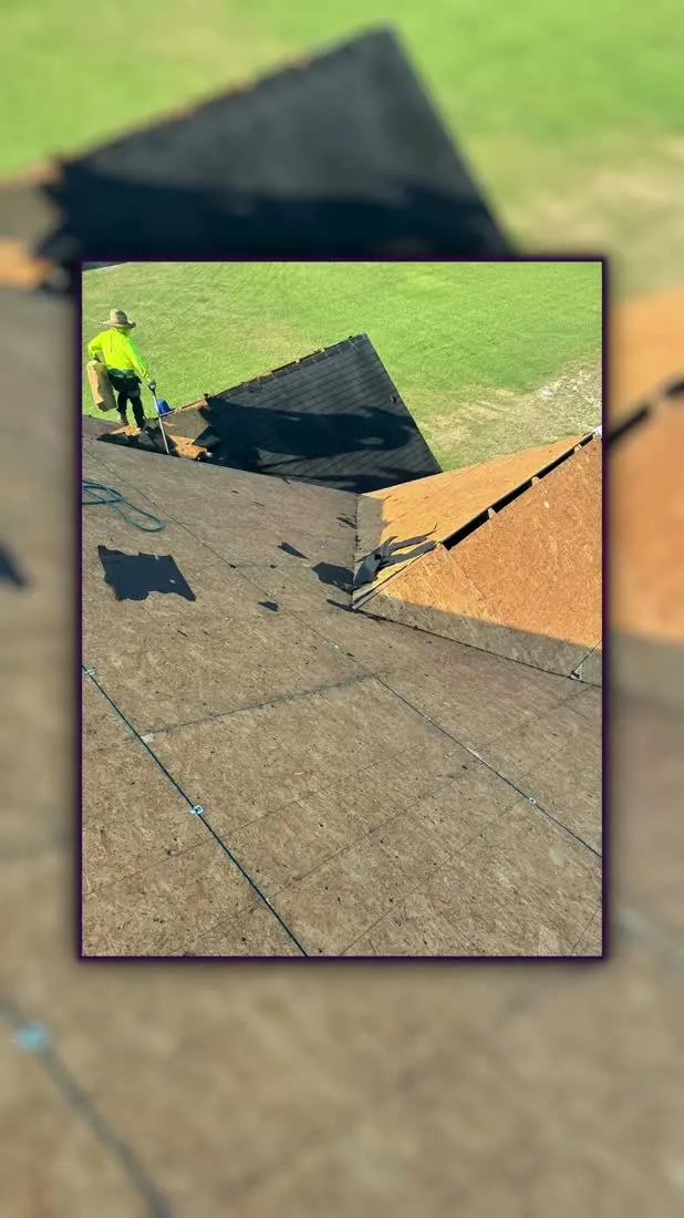 Old roof coming off, underlayment going on